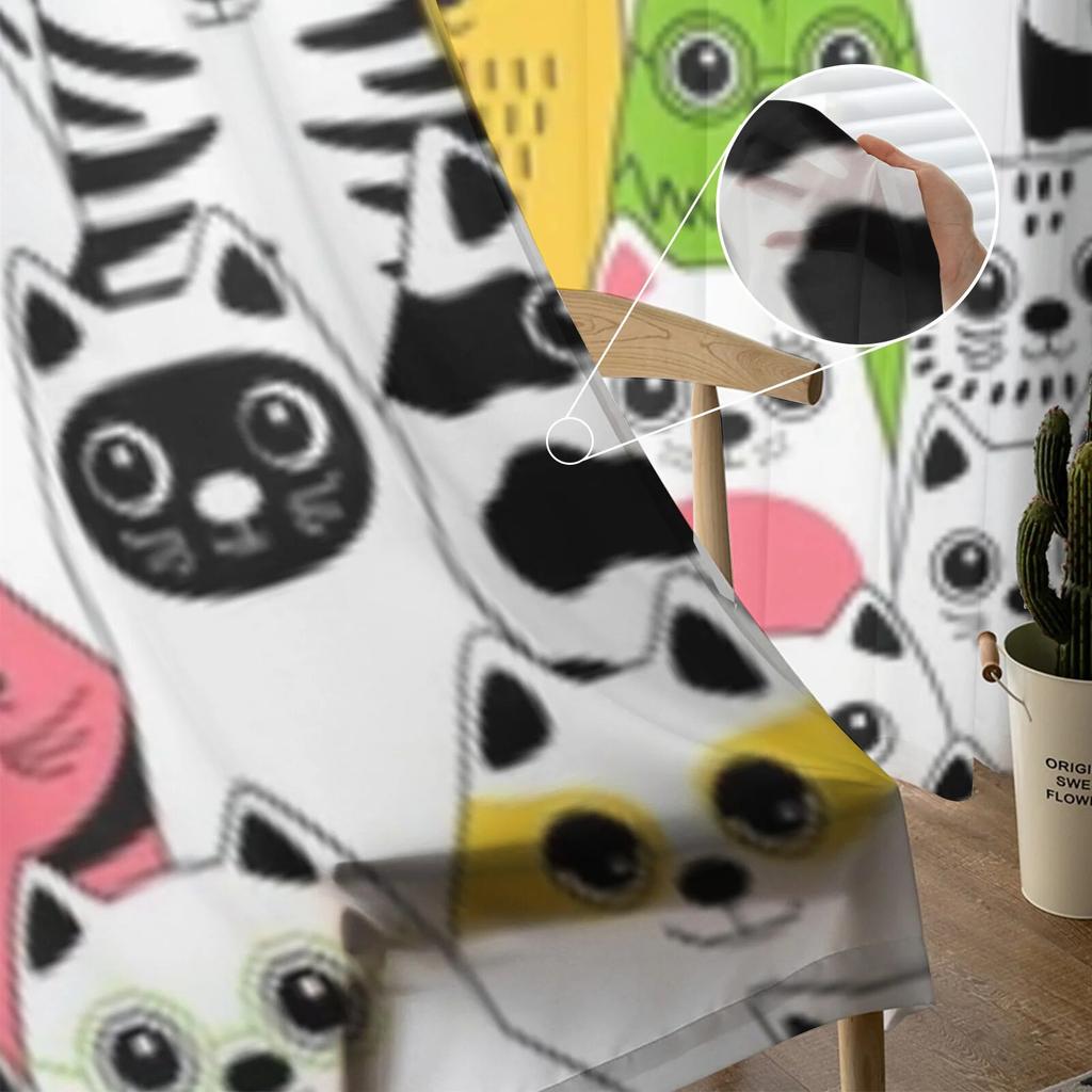 Diferite pisici Perdele transparente pentru camera de zi Dormitor copii Perdele din tul Bucătărie Ferestre Tratament Draperii