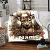 Custom Name Christmas reindeer Theme Printed Blanket - Perfect for Couch, Bed, Travel & Outdoor Use | Machine Washable, Cozy & Durable.