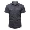 Mens Lightweight Quick-Dry Work Shirt With Multiple Pockets Loose Fit Cotton Long Sleeve Outdoor Casual