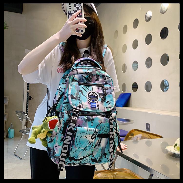 Spot Graffiti Streetwear Lightweight Backpack for Students & Casual Use