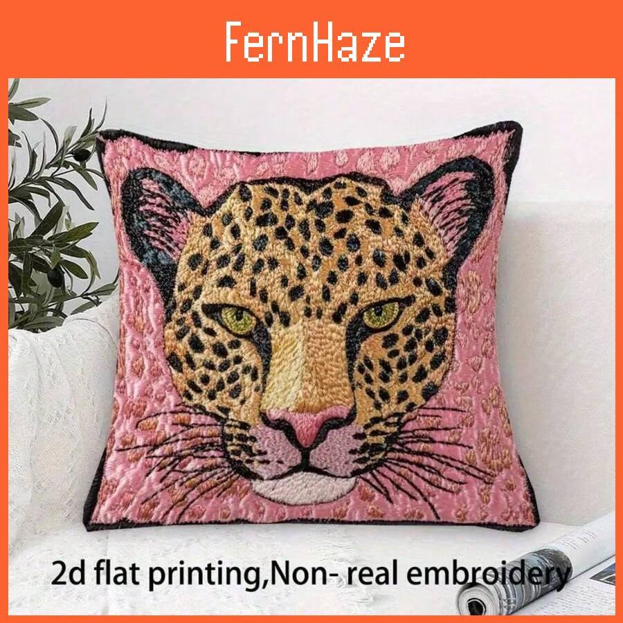 Pink Leopard Plush Pillowcase For Modern Home Lounge And Couch Decor