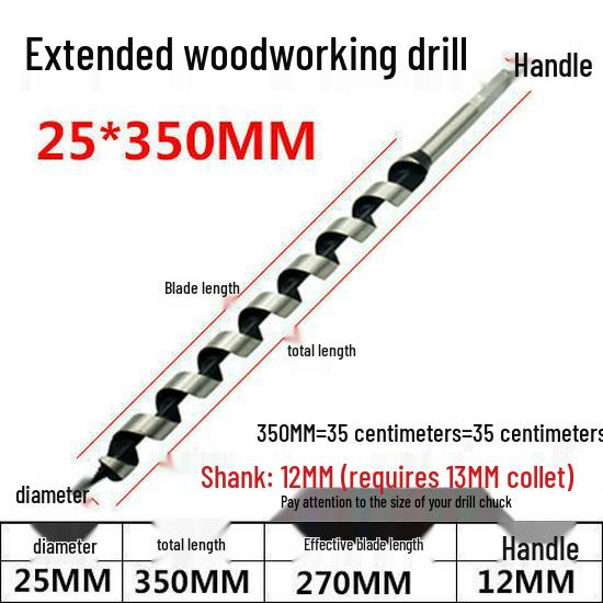 Extended Hex Shank Forstner Drill Bit for Woodworking - Door & Panel Hole Opener
