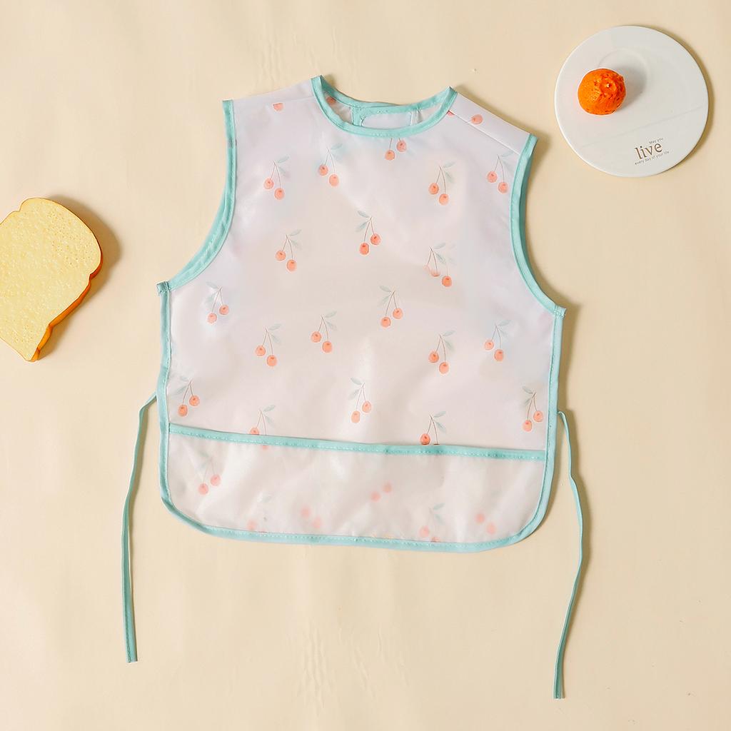 HappyFlute New One Piece With Pocket Waterproof Cartoon Printing Sleeveless Hook&Loop Design Multifunction Use Baby Bib