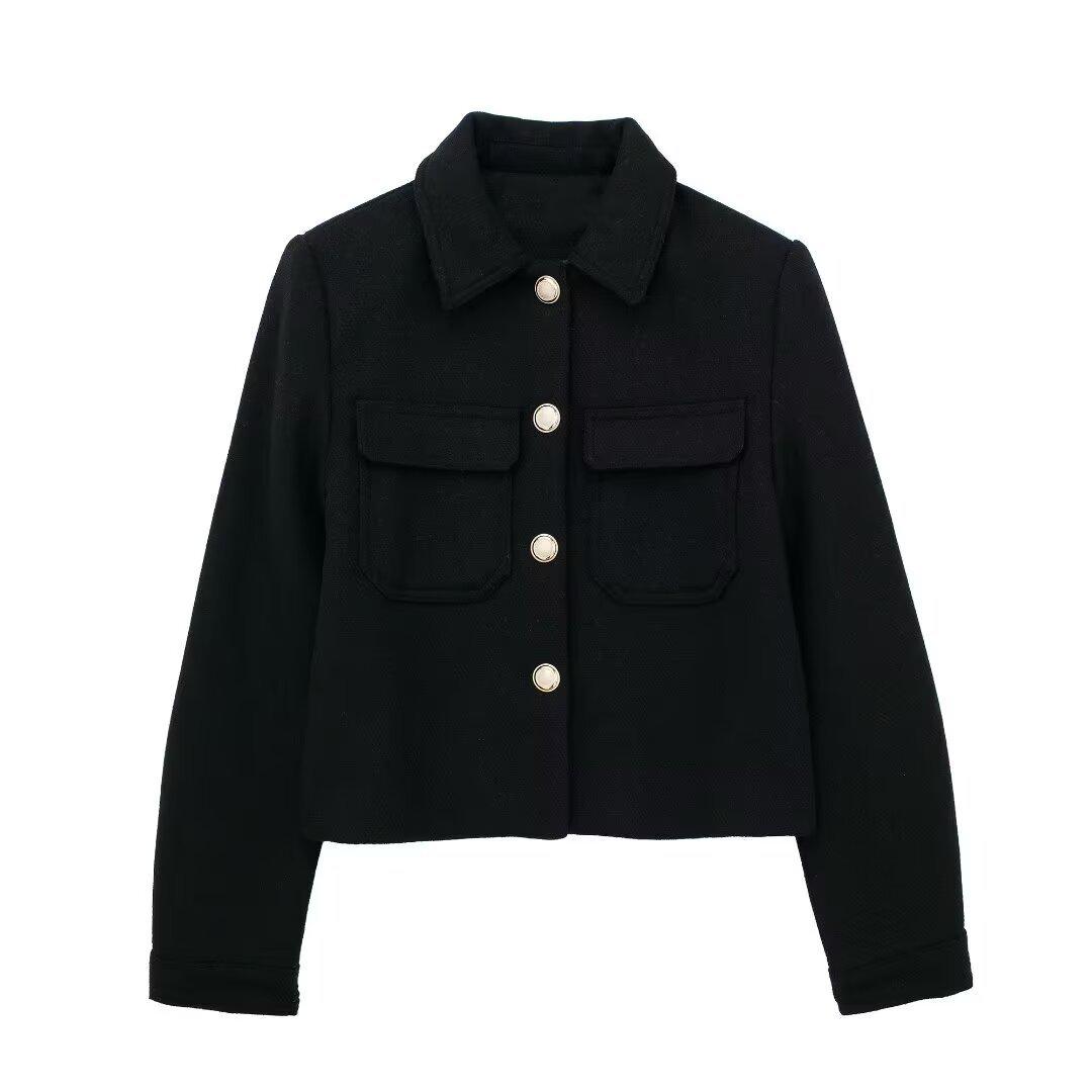 

2024 Женский Осенний Модный Короткий Пиджак в Европейском/Американском Стиле XS чёрный