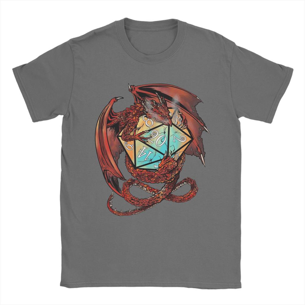Red Dungeon Dragon DnD Dice T Shirt Men's  Pure Cotton Leisure T-Shirt Round Neck  Tee Shirt Short Sleeve Clothes Plus Size