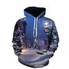 Mens Womens Christmas Santa 3D Digital Print Hooded Sweatshirt Loose Fit Winter Casual Top