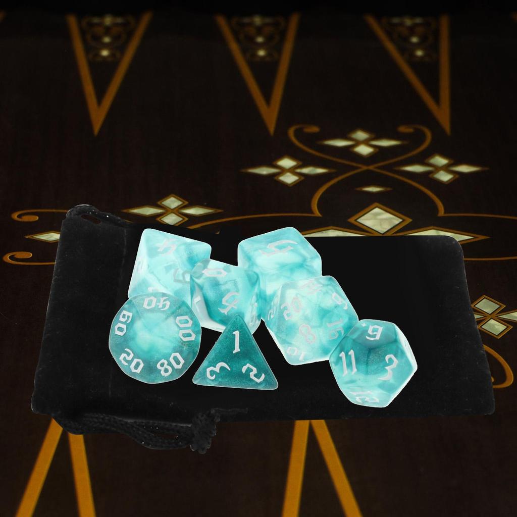 Acrylic Polyhedral Dices Set Toys D8 D10 D12 D20 with Pouch for DND RPG Role Playing Board Game