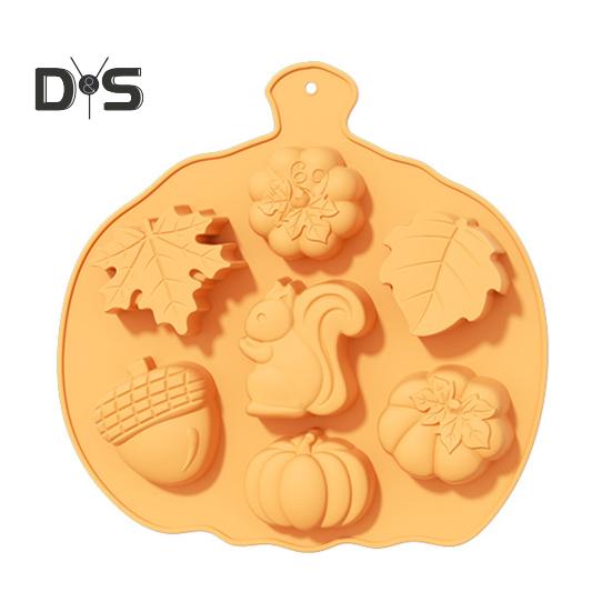 Силиконовая форма для торта на День благодарения в форме тыквы, осенние листья, многоразовая гибкая форма для шоколада, термостойкий инструмент для выпечки для тематической вечеринки в честь осеннего урожая E