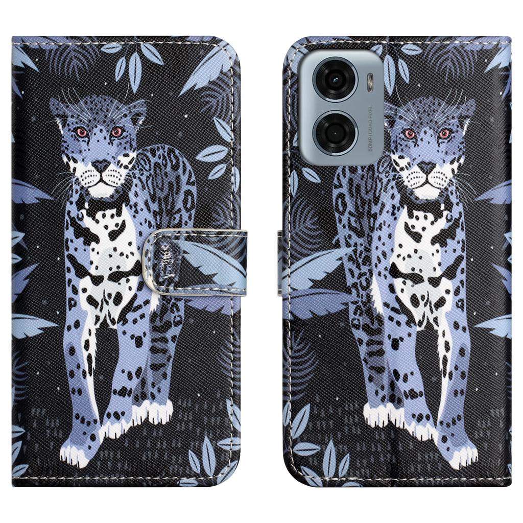 For Motorola Moto G06 4G Case Pattern Print PU Leather Wallet Phone Cover Cross Texture