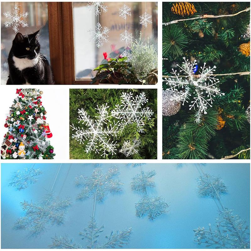 6Pcs White Snowflake Christmas Decoration Snowflake Hanging Xmas Tree Pendant Ornament for Home Decor New Year Party Accessory