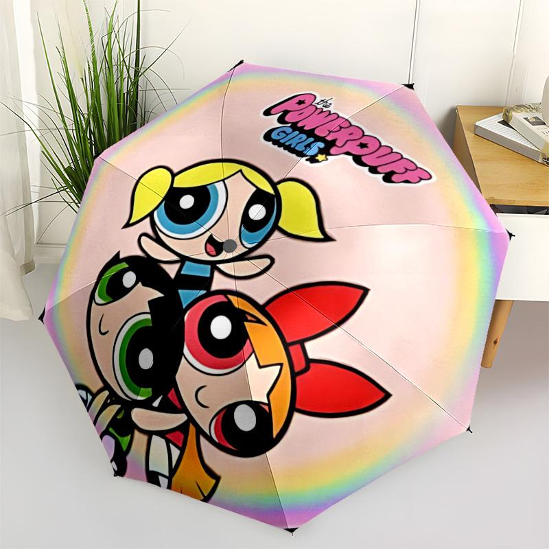 1pc Powerpuff Girls Automatic Umbrella 8-Bone Design Compact Gear for Outdoor Travel, Perfect Helloween Chrismas Gift for Friends or Family yy25082918