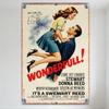 Vintage 'Wonderful!' Movie Poster Metal Tin Sign - Romantic Comedy Drama Artwork, Distressed Retro Wall Decor for Home Bar Cafe