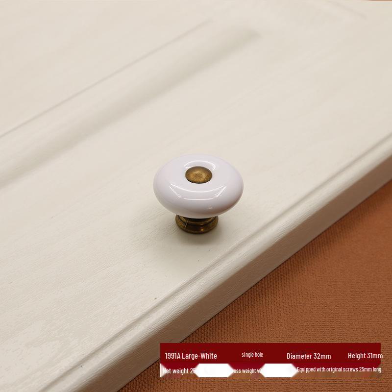 European Zinc Alloy Ceramic Handle: Modern Black & White Cabinet and Wardrobe Pull