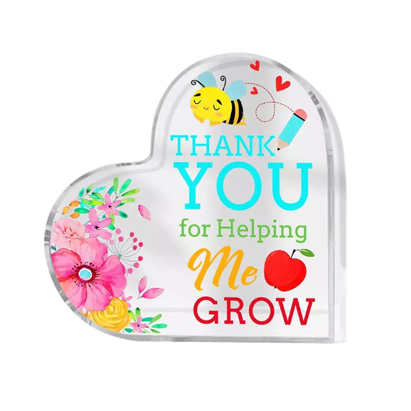1PC Acrylic Heart Plaque For Teacher's Day, Best Teacher Ever Thank You, Blessed Wish Keepsake Gifts For Teacher Anniversary
