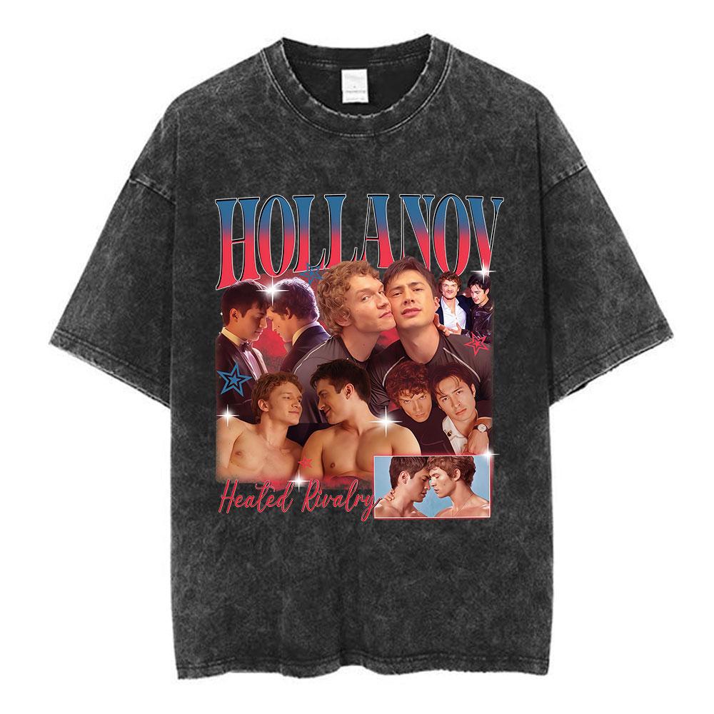 Heated Rivalry Shane Hollander Ilya Rozanov Hollanov Vintage Washed Tshirt Mens Clothing Casual Short Sleeves T Shirts