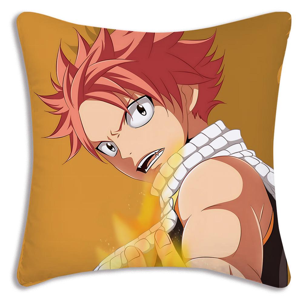 Anime Fairys tails Pillow Covers Cartoon Sofa Decorative Home Double-sided Printing Short Plush Cute Cushion Cover