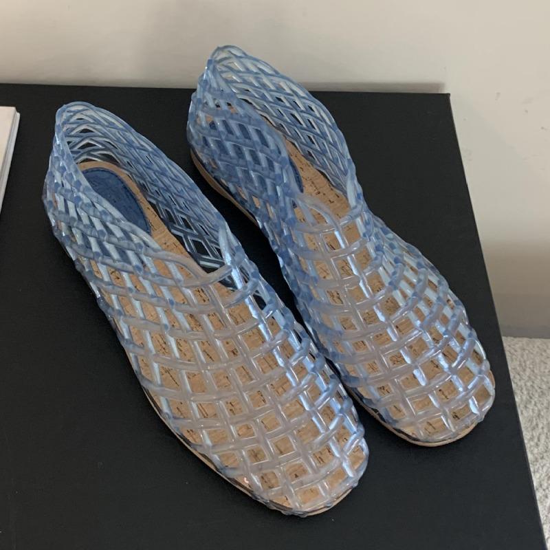 Women Jelly Flats Mesh Ballet Flats Square Toe Fashion Slip-On Flats Lightweight Casual Flat Sandals Breathable for Summer Beach
