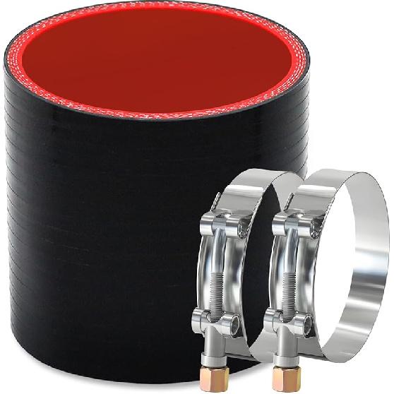 Straight ID 4" Silicone Hose Coupler, Reinforced 4-Layer Wall 5MM With 2PCS T-Bolt Clamps For Cold Air Intake, Turbo, Intercooler