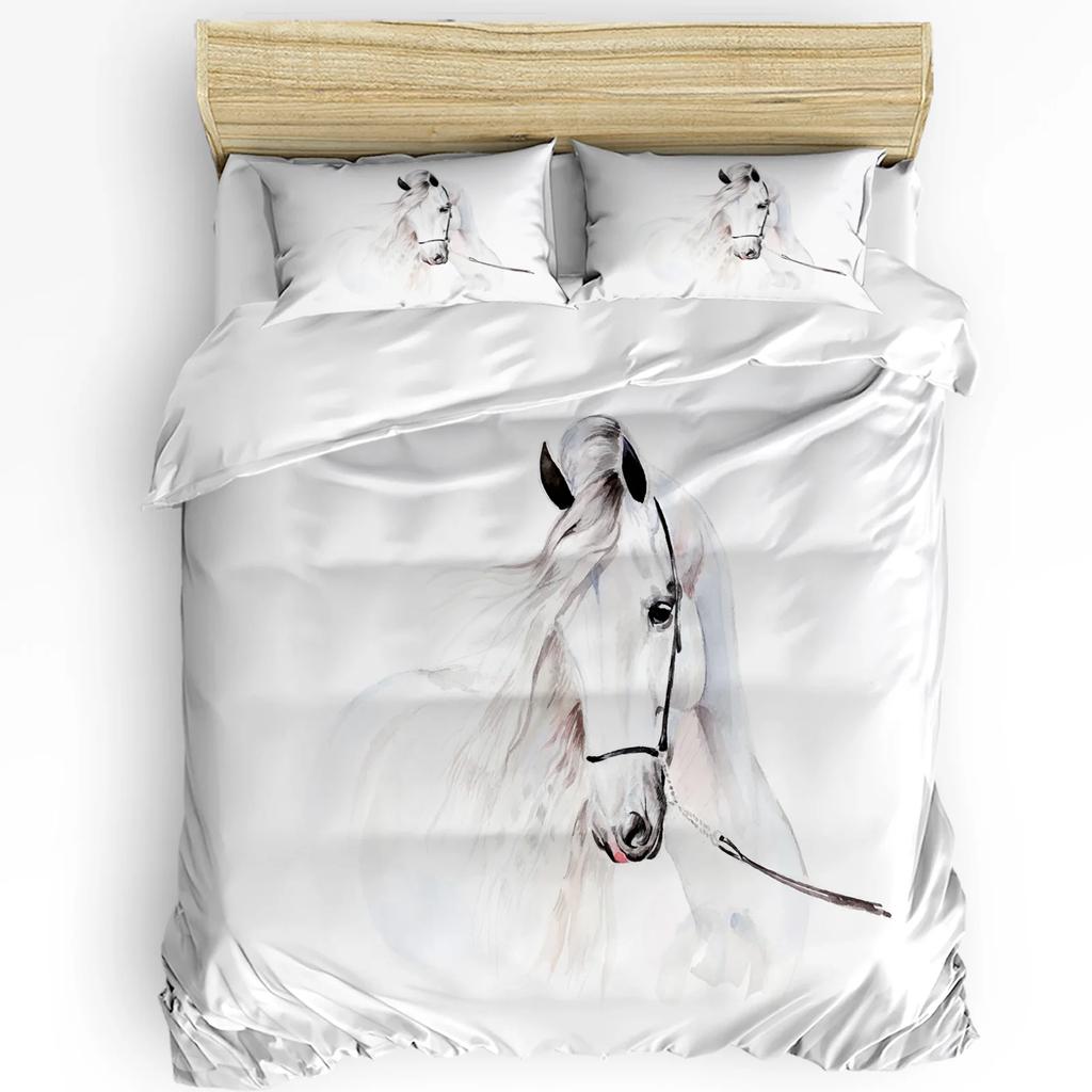 Běžící Cválající Kůň Hnědé Zvíře 3dílná Ložní Souprava Do Ložnice Dvojlůžko Domácí Textil Povlak na Přikrývku Prošívaný Povlak na Polštář