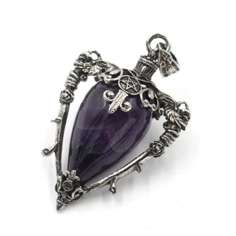 Crystal Pendulum Pendant Necklace Natural Stone Gemstone Charm Women Fashion OL Style Copper Plated Jewelry