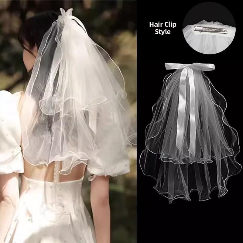 Wedding Veil Bridal Headwear Simple Elegant Soft Tulle Headpiece for Registration Ceremony Engagement And Bride's Gown