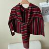 Cloak T-Shaped Striped Shawl Retro Large Wraps Retro Large Scarves  Women