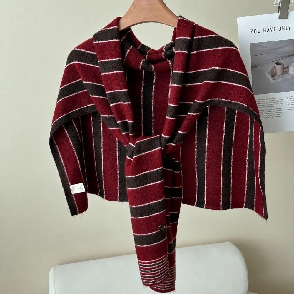 Cloak T-Shaped Striped Shawl Retro Large Wraps Retro Large Scarves Women