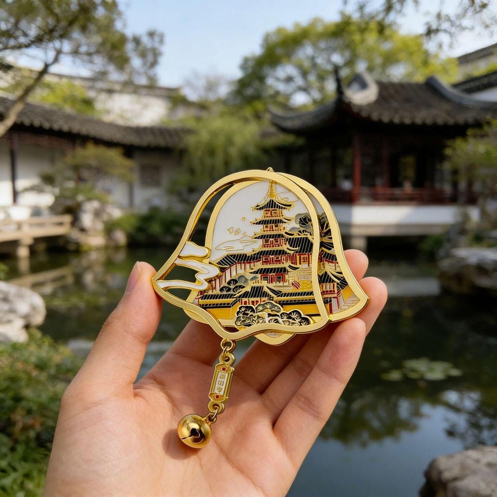 Humble and Lingering Garden Scenic Enamel Metal Magnet - Cultural Souvenir