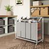 Laundry Basket with 4 Compartments, 160 L Laundry Sorter with Wheels, Removable Laundry Bag, 97 x 38 x 81 cm, Grey