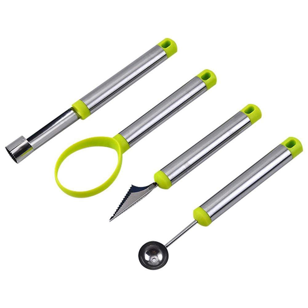 4Pcs Stainless Steel Fruit Ball Digging Carving Knife Set Fruit Platter Digging Spoon Practical Kitchen Carving Separator Tool