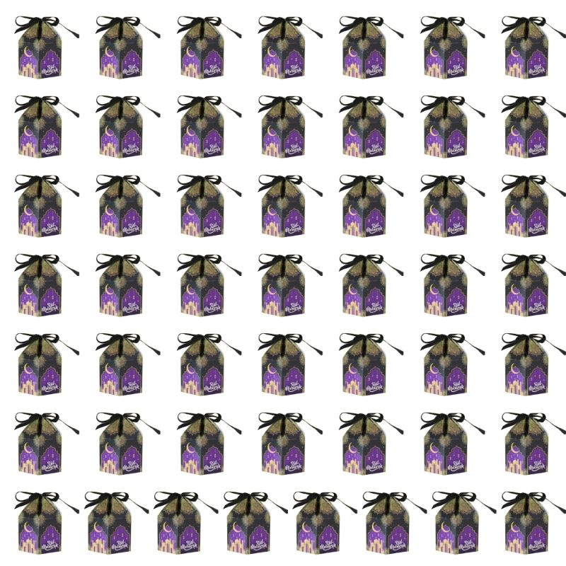 50Pieces Eid Mubaraks Candy Boxes Ramadans Cupcake Paper Muslims Goody Gift Decorations Muslims Eid Party Supplies