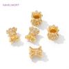 2/4/6Pcs 18K Gold Plated Brass Loose Beads With Zircon Spacer Beads,Separator For Beads,DIY Bracelet Jewelry Making Accessories
