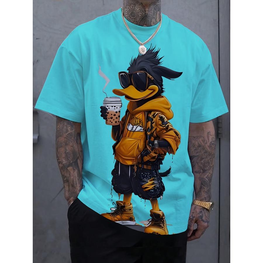 Ležérní tričko s krátkým rukávem, s potiskem, módní, nadměrné, 3D vzor, pro muže, pohodlné, letní, s kulatým výstřihem