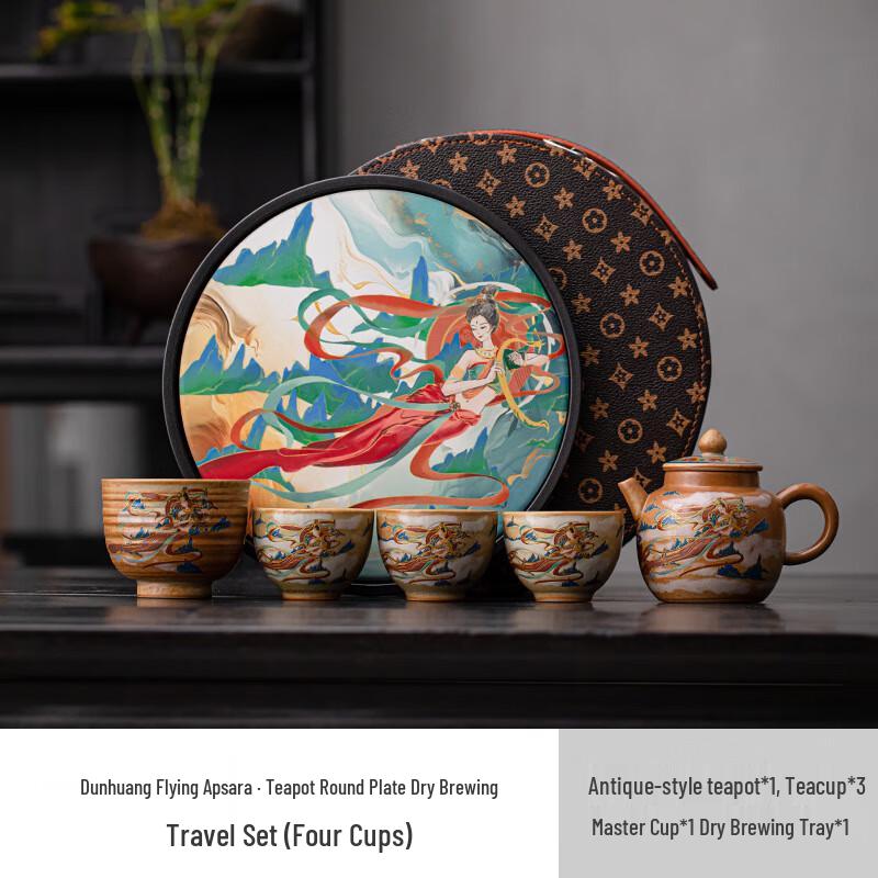 Dunhuang Flying Apsaras Ceramic Travel Tea Set