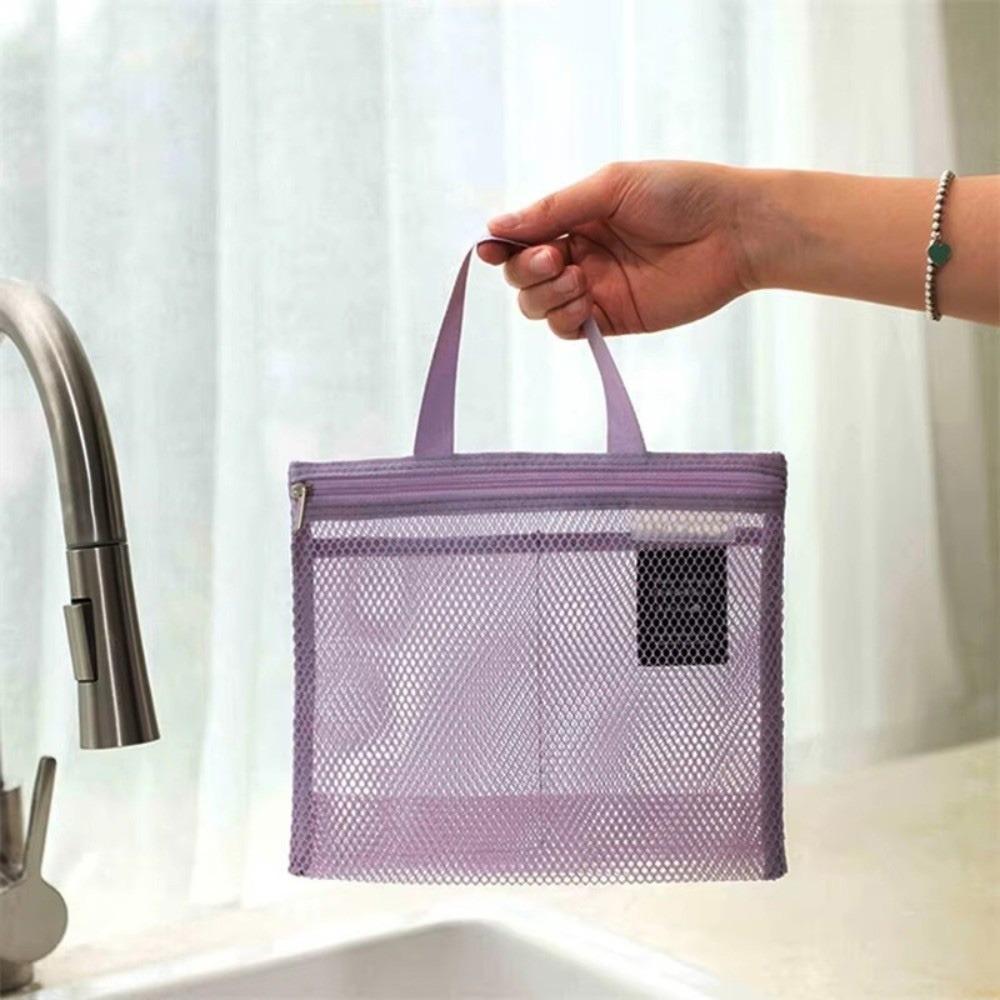 Mesh Makeup Bag with Handy Handle Large Capacity Storage Bags Quick Dry Waterproof Toiletry Bag for Business Trips Travel