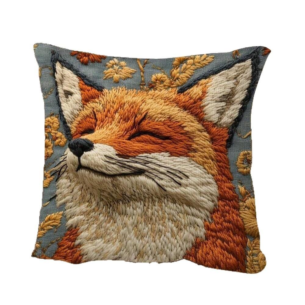 Orange Fox Pillow Cover Living Room Sofa Bedroom Cushion Cover Decorative Plush Pillow Cover