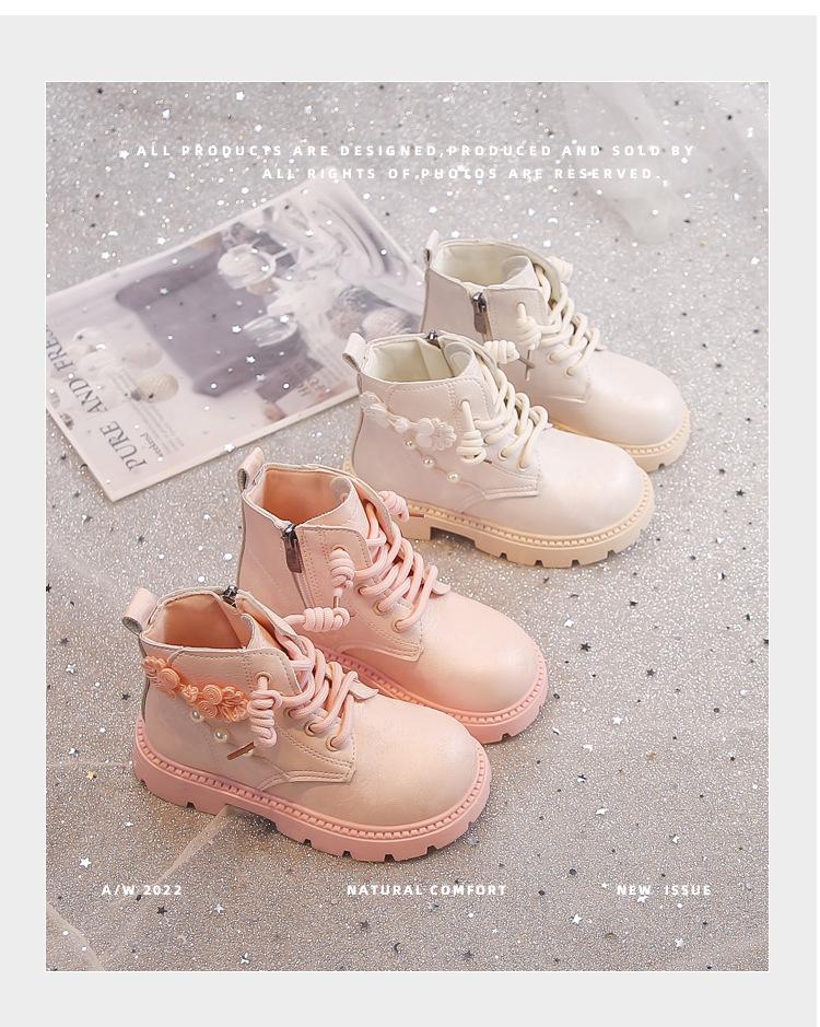 Girls Princess Short Boots Children's Fashion Martin Boots 2025 Autumn New Girls Foreign Style Single Boots Medium and Older Children's Leather Boots