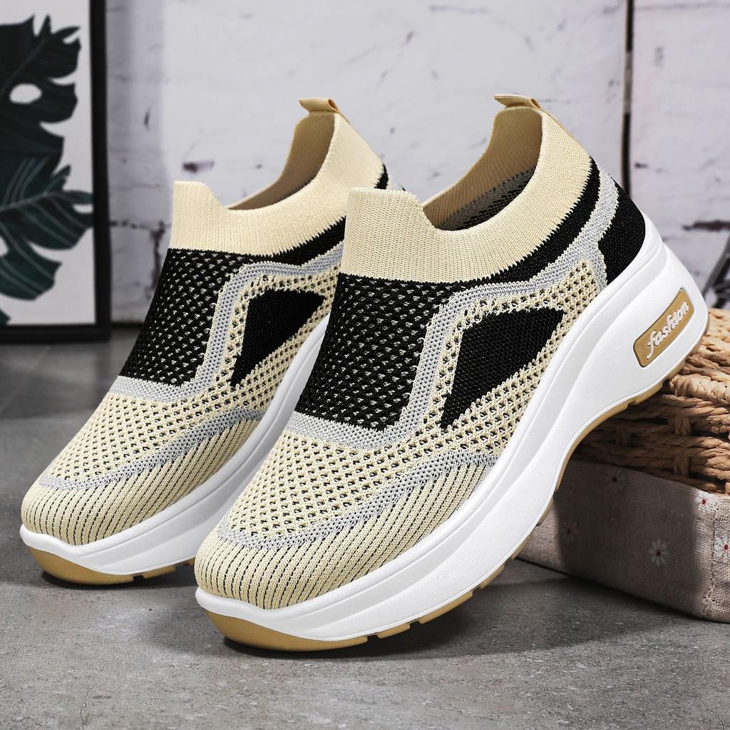 Unisex Shoes Casual Style Heightening Shoes New Fly-woven Breathable Platform Mesh Shoes