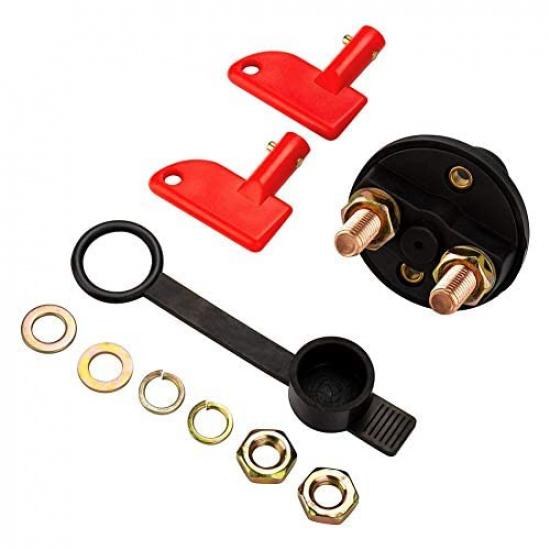 Jtron Car Battery Switch Disconnect 12v 200A Cut Off RV Battery Isolator Switch with 2 Keys for RV Ship Boat Small Yacht Camper Truck