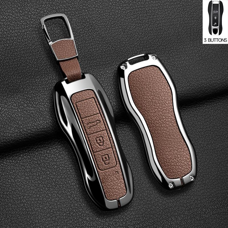 Zinc Alloy Car Key Case Cover Shell Fob For Porsche Panamera Spyder Carrera Macan Cayman Cayenne 911 970 981 991 Car Keychains