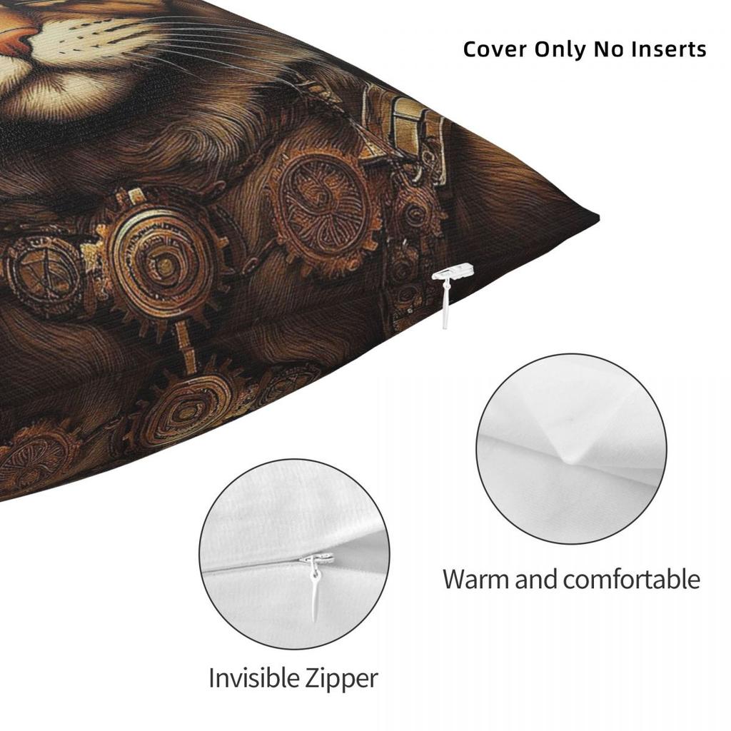 Graffiti Steampunk Katze Quadratische Kissenhülle Polyester Leinen Samt Kreativ Reißverschluss Dekoration Wurfkissenhülle Sofakissenbezug