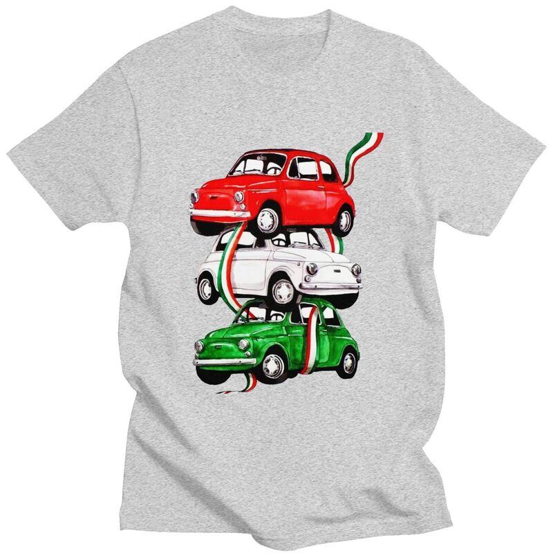 Custom Male Vintage Italy Flag Car T Shirt ShortSleeve Cotton Tshirts Tshirt Casual Italian Pride Tees Loose Fit Clothing