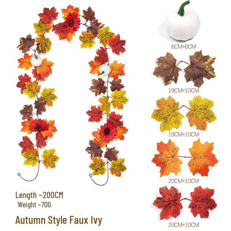 Artificial Maple Leaf Vine Autumn Thanksgiving Home Decor Greenery.