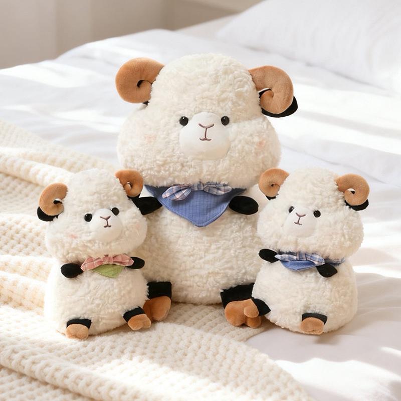 Kawaii Soft Stuffed Animals Fluffly Fatty Round Sheep Plush Long Pillow Cute Lamb Dolls Baby Accompany Pillow for Girls Gifts