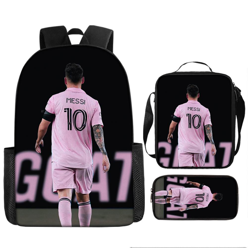 Football Schoolbag Three-Piece Backpack Pencil Bag Satchel Package Primary And Secondary School Students Schoolbag