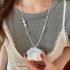 Flower Korean Beaded Necklace Cloth House Shape Clavicle Necklace Pink Blue Bohemian Choker  Beach