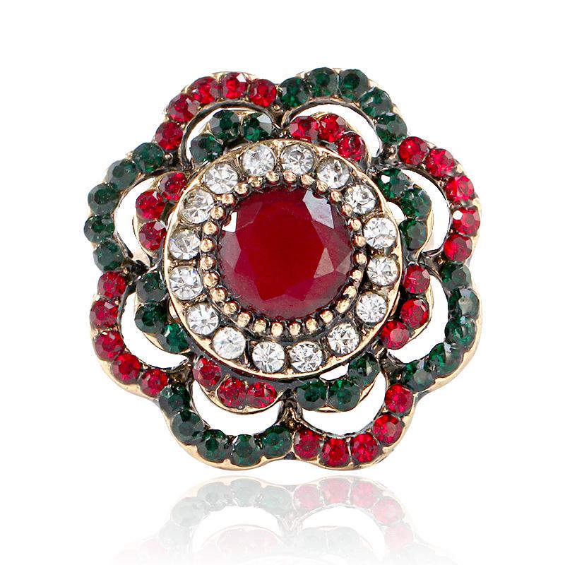 Bohemian Retro Open Ring with Hollow Flower Design