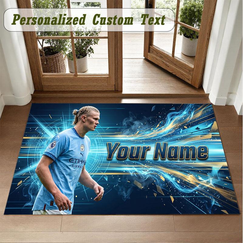 Crystal Velvet Square Rug Custom NameErling Haaland Pattern Non Slip Home Floor Decor Rug