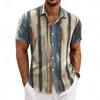 Summer Essential! Men's Artistic Striped Short Sleeve Shirt