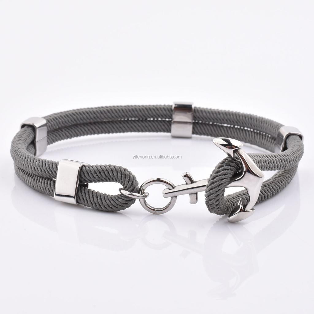 Popular Viking Nylon Rope Pink Sailor Men Women Fashion Cheap Friendship Silver Anchor Bracelet
